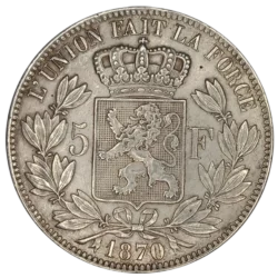 Ecu 5 Francs Leopold II Revers Lille